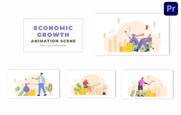 Economic Growth Vector 2D Character Animation Scene